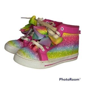 Jojo Siwa Pink Rainbow Glitter Hi Top Sneakers 3 Girls